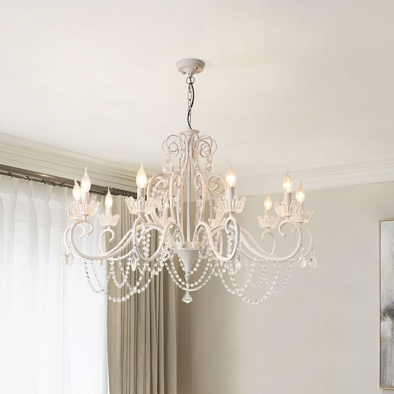 Traditional Crown Chandelier Lighting Crystal Pendant Light with Metallic Candlestick