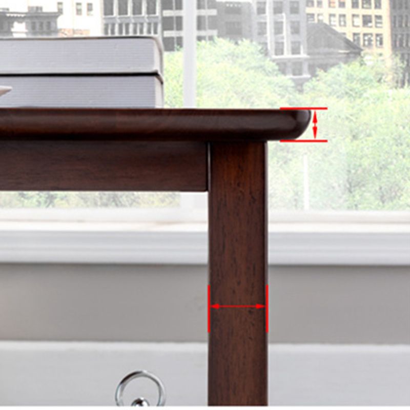 Country Double Tier Wood End Table 4 Legs Sofa Side Table with Shelf