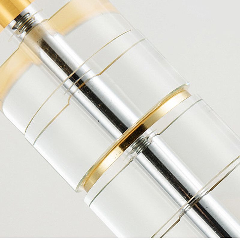 Drum Dormitorio Noche de tela de campo de campo 1 cabeza de noche iluminación de mesita de noche con base de columna de cristal transparente