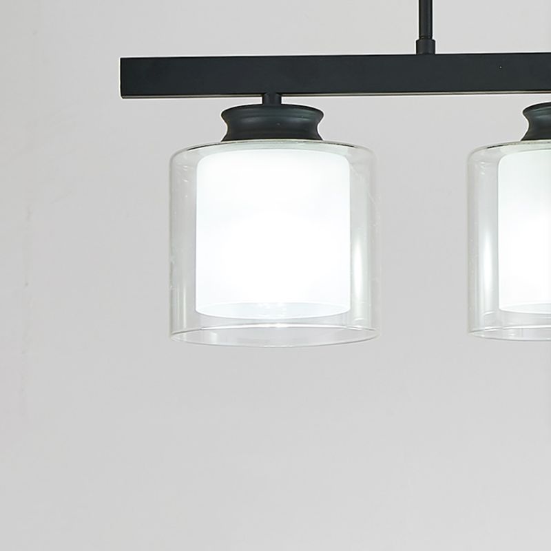 Moderne Insellichter Multi-Head-Restaurant Hängende Anhängerlampen mit Zylinderglasschatten