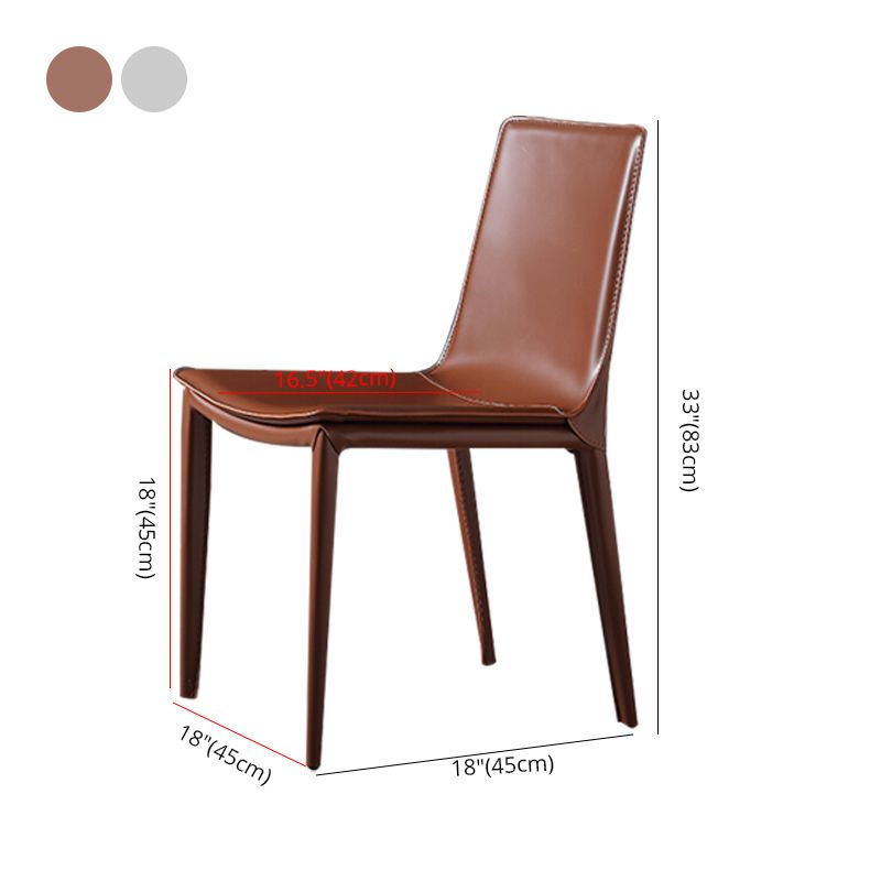 Designer Style Leather Restaurant zijstoel Solid Back Dining Chair (set van 2)