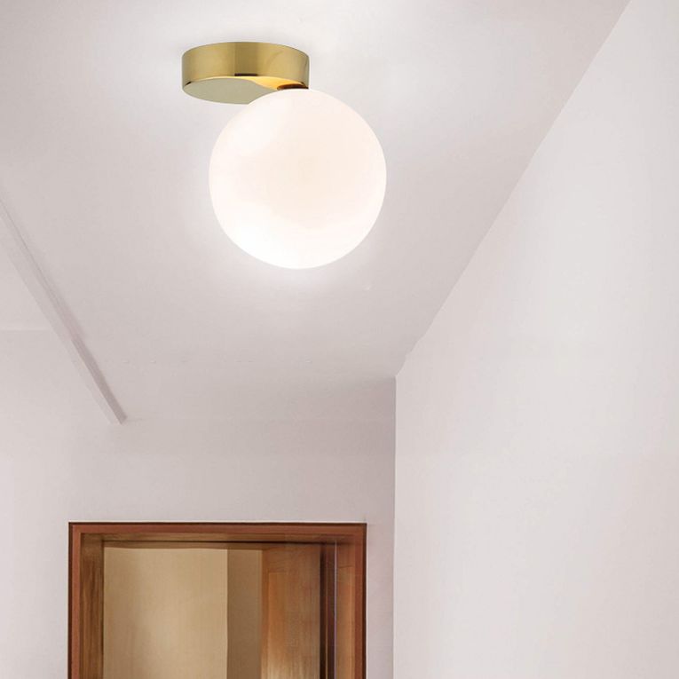 Minimaliste moderne en verre de balle murale lampe crème en verre 1 tête en laiton léger pour le salon de la chambre à coucher