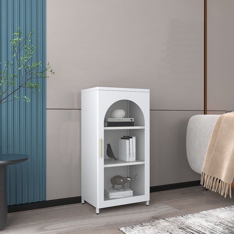 14" W Closed Storage Bookcase Metal Frame Bookshelf with Glass Doors