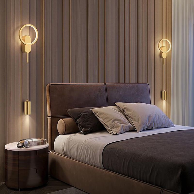 Simplicity Wall Sconce Light Modern Reading Lamp with Metal Shade for Bedroom