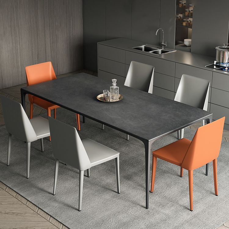 Industrial Sintered Stone Dining Table 4 Legs Solid Aluminum Alloy Base Rectangle Table for Home
