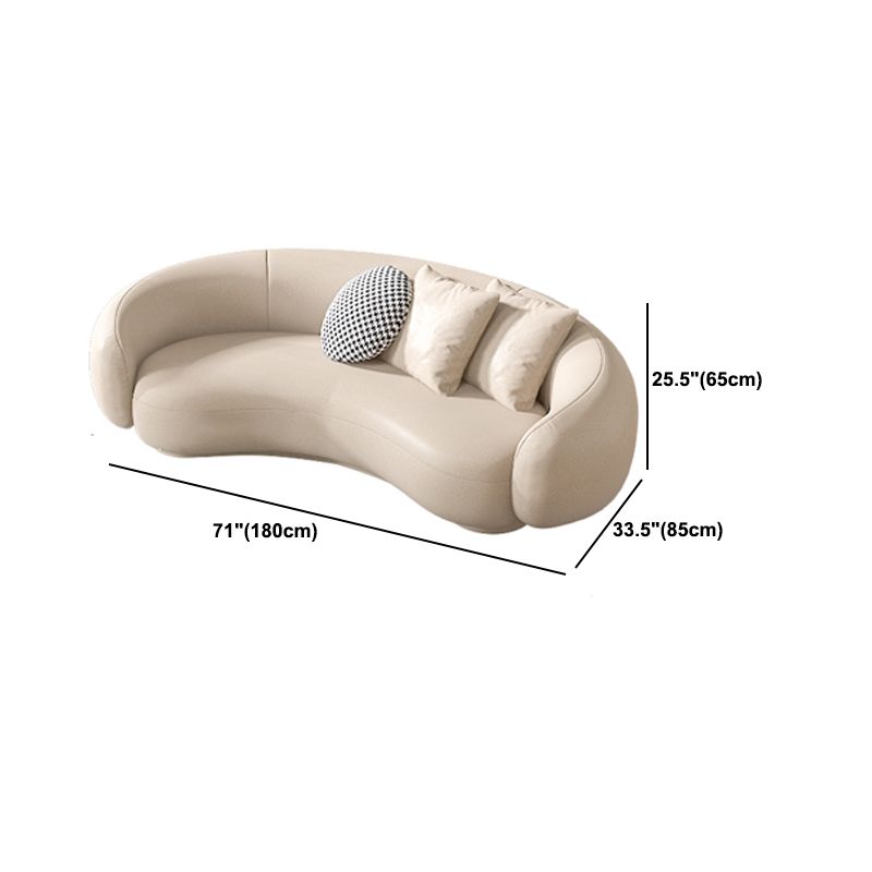 25.6" H Contemporary Faux Leather Curved Sofa for Living Room