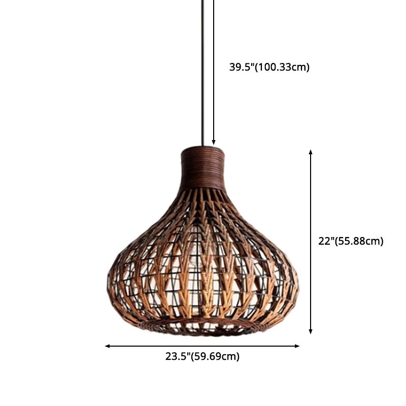 1 Light Bulb Hanging Lights Asia Cane Ceiling Fixture with Hanging Cord for Restaurant