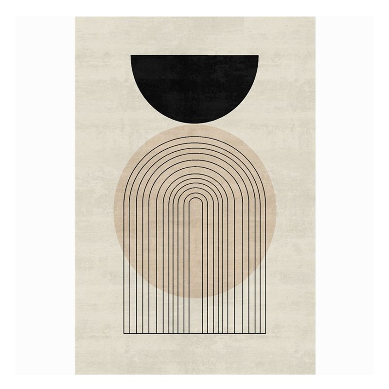 Casual Beige Rug Polyester Line Indoor Rug Stain Resistant Rug for Home Decor