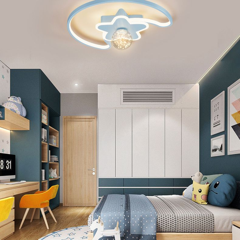 Luminaire encastré en forme d'étoile en métal, plafonnier LED en verre avec boule de simplicité pour chambre à coucher