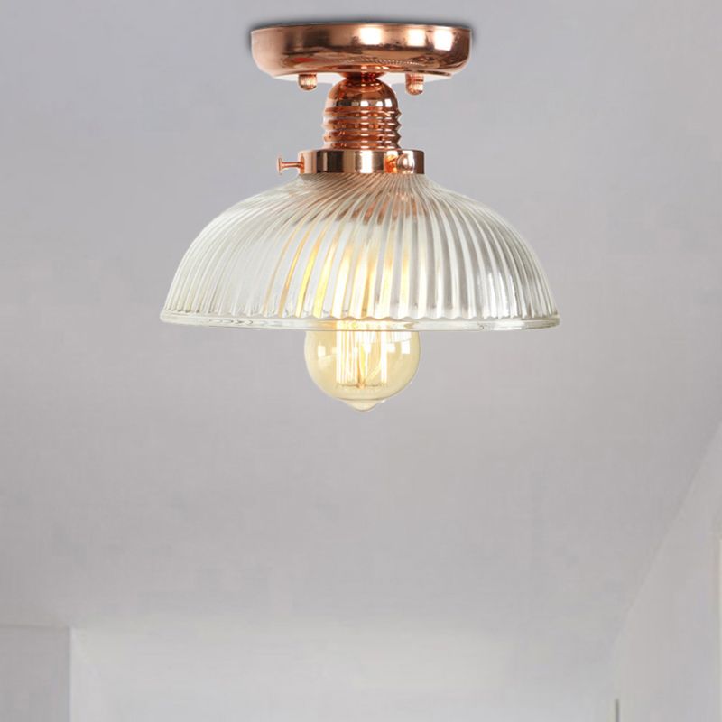 Cuivre 1 Light Ceiling Lighting Industrial Clear Glass Globe / Pear / Bowl Shade Semi Flush Light