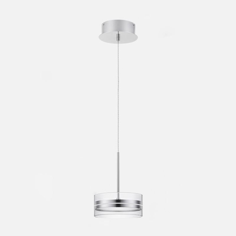 Iluminación de suspensión redonda plateada Simplicidad Cuerte LED de vidrio transparente para comedor