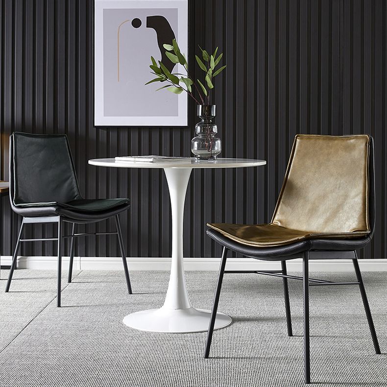 Sillas de comedor de cuero de estilo industrial, sillas laterales sin brazos con respaldo sólido para cocina
