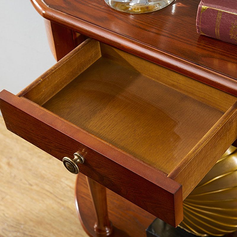 Rubbered Wood Half Moon Console Table Mid-Century Modern Accent Table for Hall