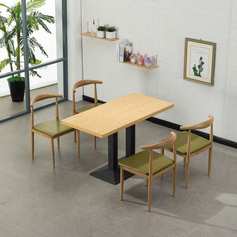 MDF 5 Pcs Modern Dining Room Set with Cow Horn Chairs Standard Height Dinette Set