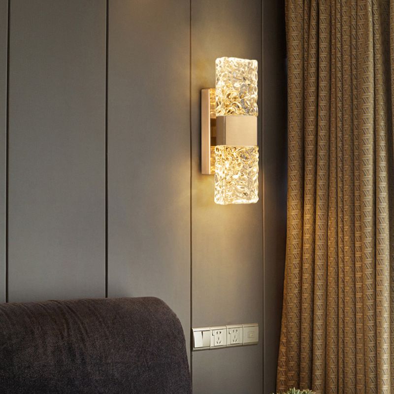 Rectangular LED Wall Sconce Post-Modern Wall Light Fixture with Crystal for Bedroom