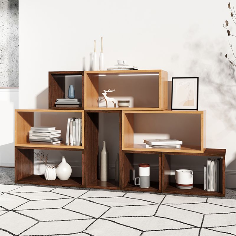 Open Back Contemporary Bookshelf Solid Wood Cube Bookcase for Office