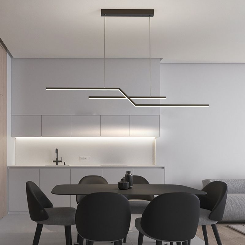 2 - Light Iron Kitchen Island Fixture LED Contemporary Ceiling Pendant