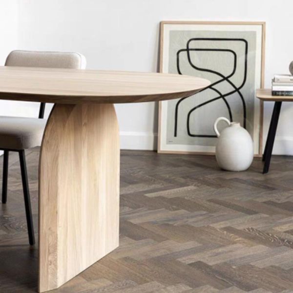 Ovale dinette tafel eenvoud stijl dubbele voetstukmeubels voor binnen