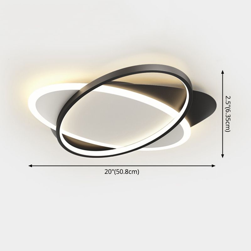 Plafonnier LED ovale minimaliste moderne en fer forgé avec abat-jour en acrylique