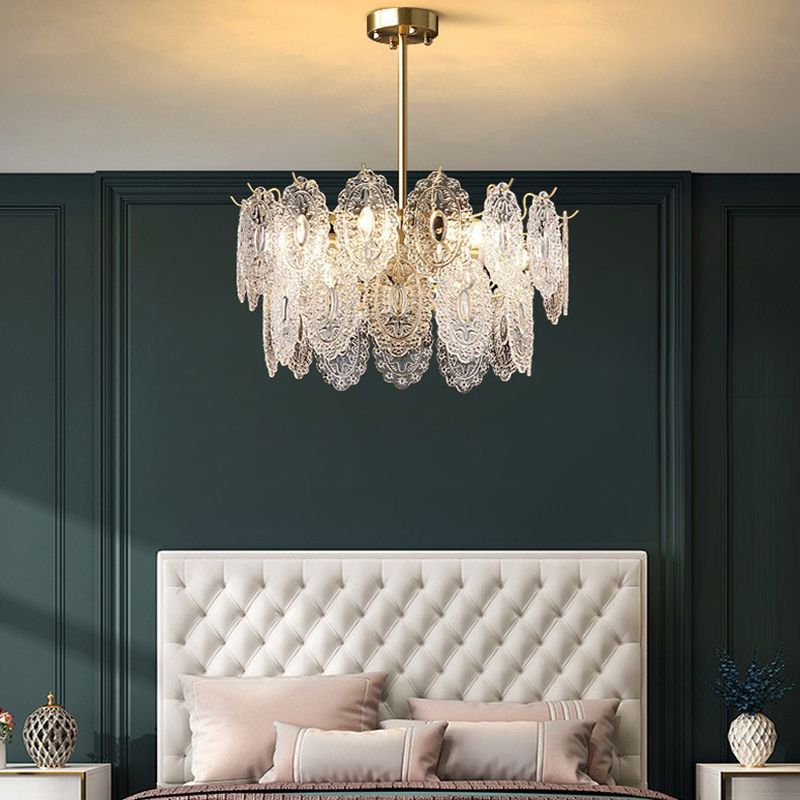Flared Shade Hanging Light American Style Glass Chandelier Light for Living Room