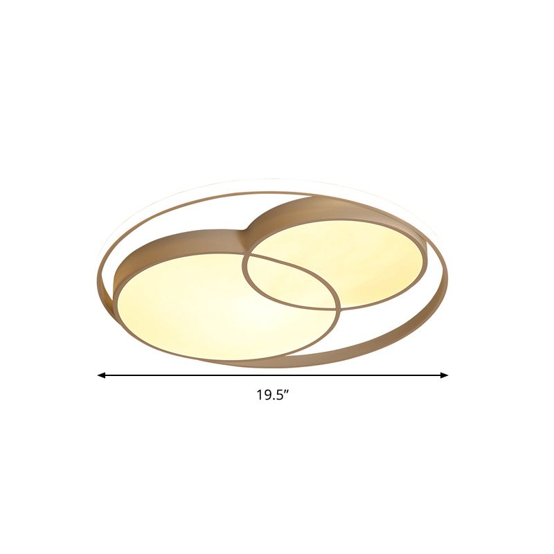 2 Crossed Circle Ceiling Flush Mount Modern Metal Black/White Integrated LED Bedroom Flush Mount Lighting in Warm/White