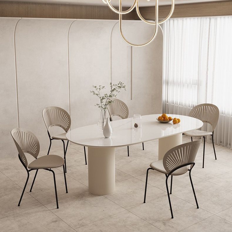 Modern Style Oval Table Set 1/4/5/6/7 Pieces Dining Set with Metal Legs