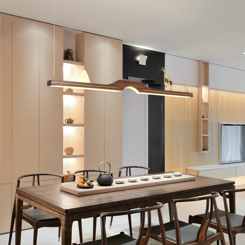 Luce artistica per arti moderna dell'isola lineare in legno scuro per sala da studio