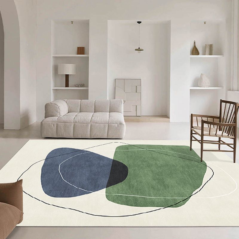 Rectangle Shape Abstract Pattern Rug Living Room Polyester Washable Area Rug