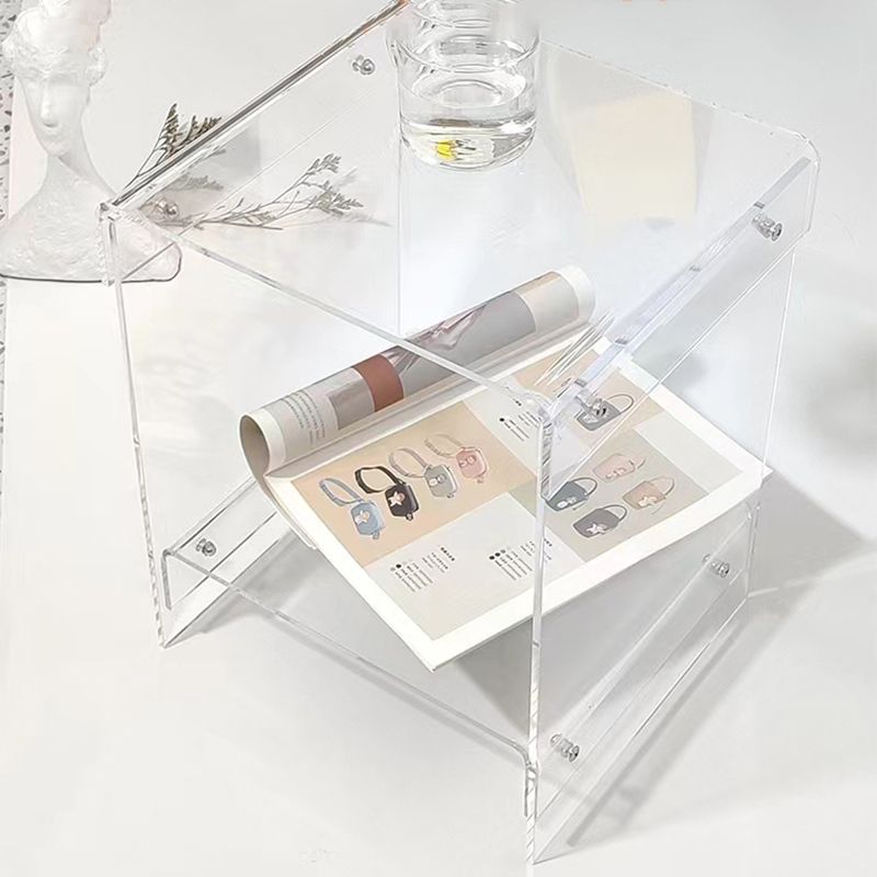 Contemporary Bedside Cabinet Acrylic Lower Shelf Bed Nightstand
