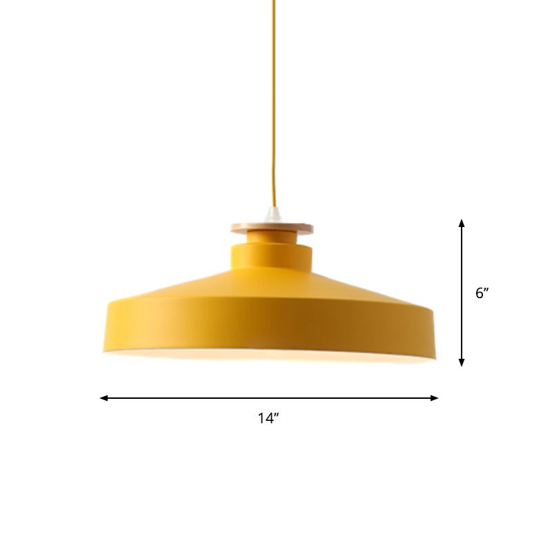 Oignon / bol / chambre à coucher effilée suspension suspension en aluminium 1-Light Macaron Style Lampe en rose / jaune / bleu