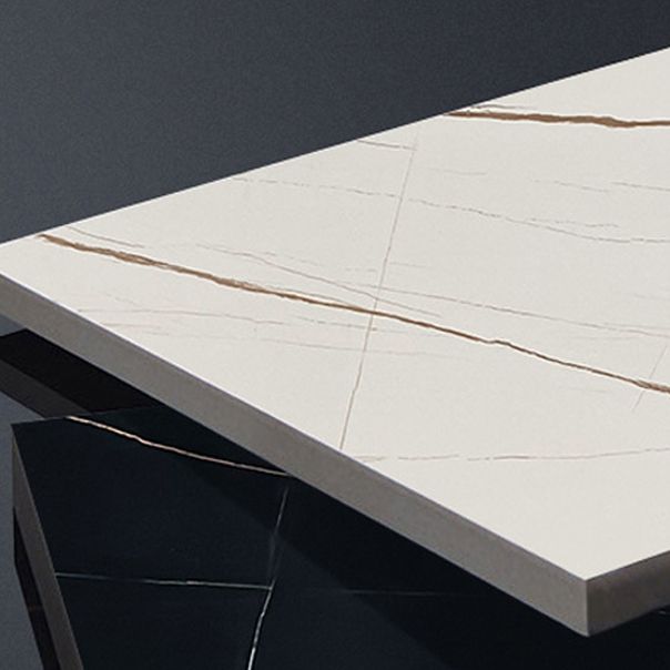White Glam Style Bar Table in Faux Marble and Iron Top Bar Table Living Room Bar Table