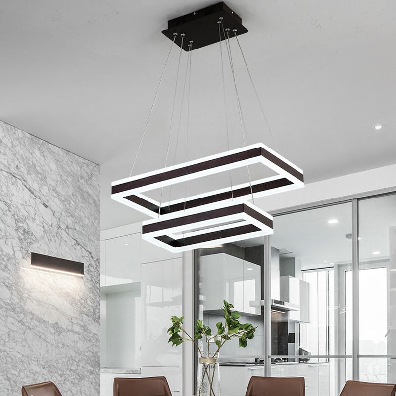 Black Tiered Metal Squared Ceiling Pendant Contemporary Ceiling Lighting Fixtures