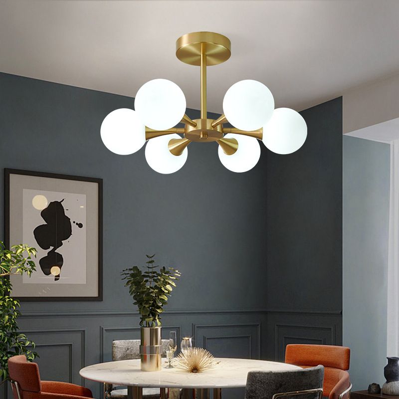 4/6-Light Golden Modern Flush Mount Lighting Glass Ceiling Light for Bedroom