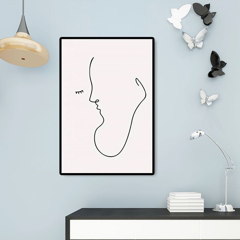 Minimalism Creative Figure Painting White Textured Wall Art Decor for Guest Room