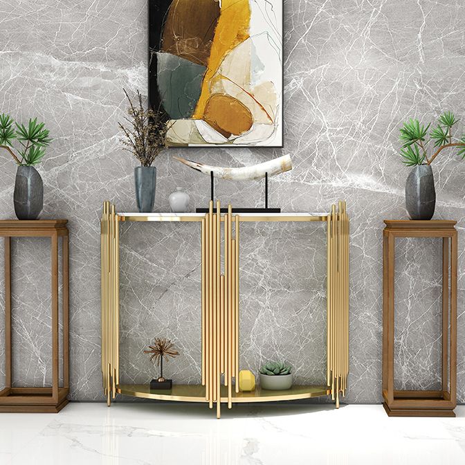 Glam Console Accent Table Antique Finish Sofa Console Table with 2 Shelves