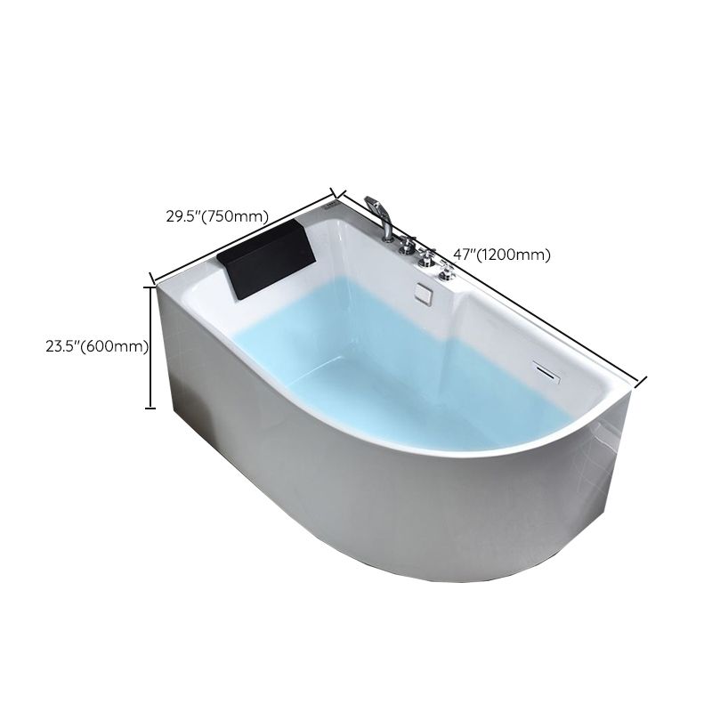 Modern Corner Acrylic Bathtub Back to Wall Bathtub with Drain and Massage Device