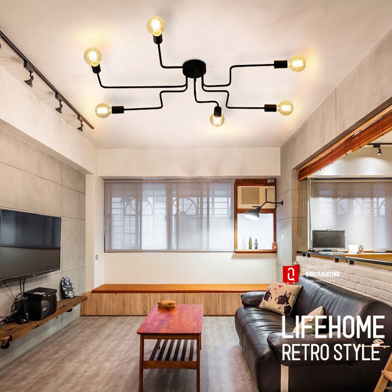 Nordic Ceiling Light Simple Personality Wrought Iron Modern Study Bedroom Living Room Clothing Store Branch Industrial Style Lamps