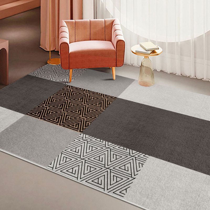 Orange Modern Rug Polyester Geometric Rug Stain Resistant Rug Drawing Room