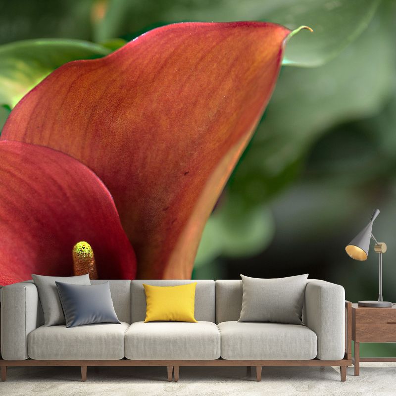 Flamingo Flower Mural Decal Modern Style Moisture Resistant for Sitting Room