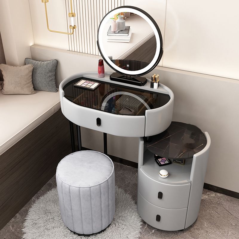 3 Drawers Glam Makeup Vanity Desk with Glass Top Makeup Vanity