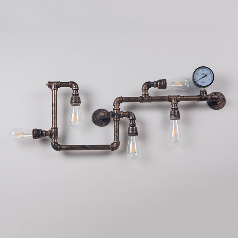 Industrial Retro Water Pipe Wall Mounted Light Fixture Metal Sconce Lights