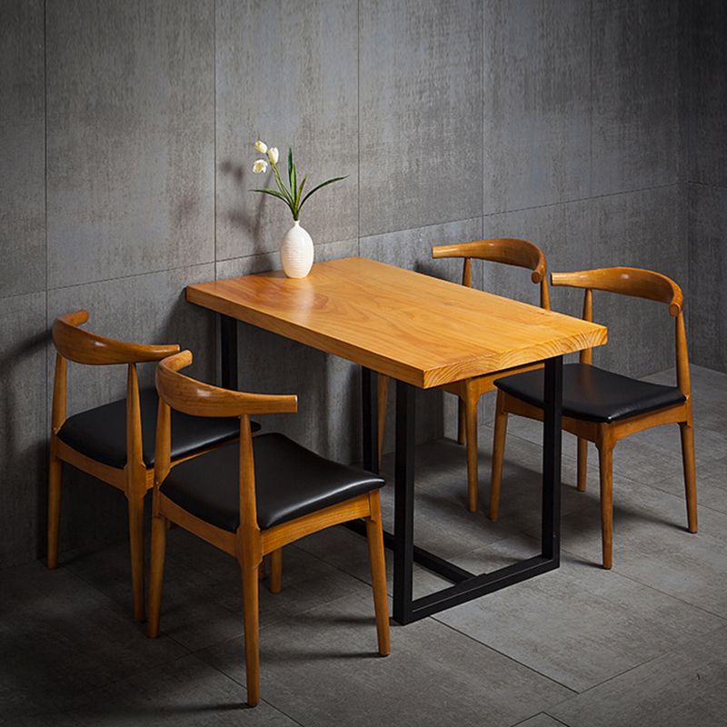 Industrial Solid Wood Dining Table Brown Trestle Dining Table for Dinning Room