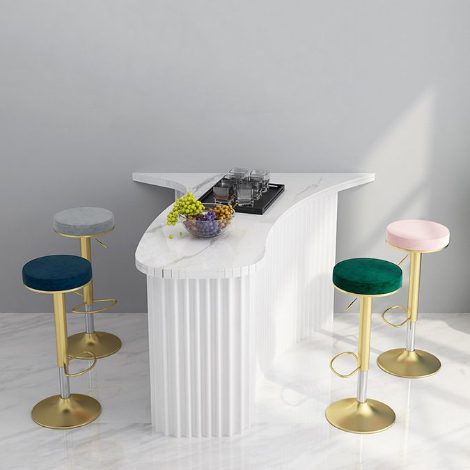 Glam Liftable Rotatable Counter Stool Steel Cafe Bar Stool with Velvet Cushion and Pedal