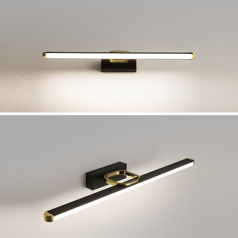 Minimalism Vanity Lighting Metal Wall Light Fixture in Black for Bathroom