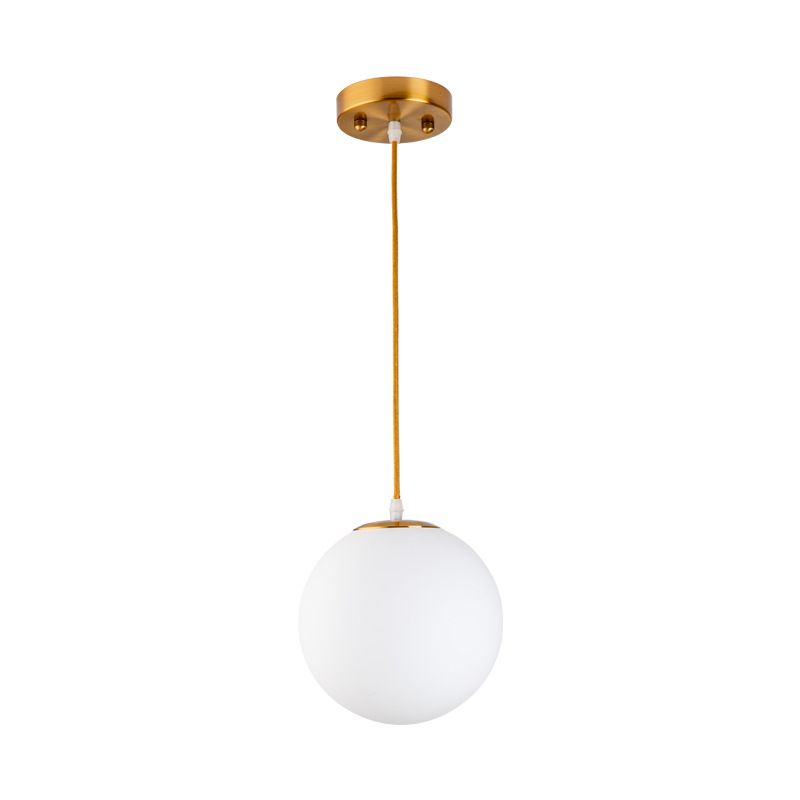 Luminaire semi-encastré sphérique pour couloir, verre blanc, 1 tête, plafonnier de style simple en laiton