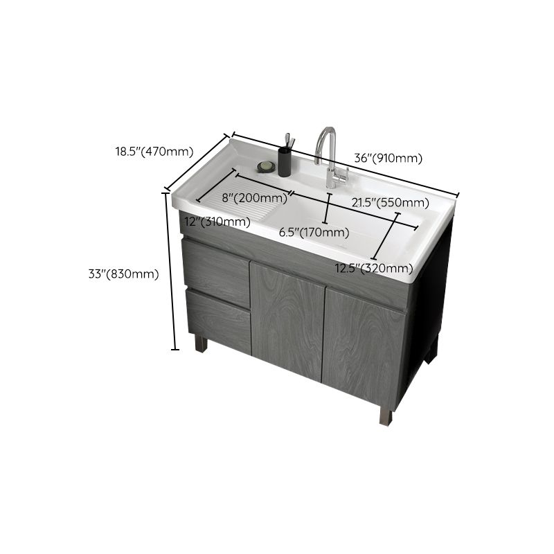 Ceramic Bathroom Vanity Cabinet Modern 32.6" H Bathroom Vanity Set for Balcony