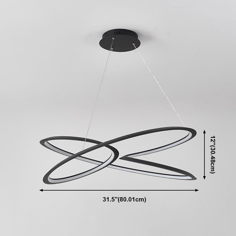 Twisting Pendant Lighting Fixture Modern Metal Single Light Chandelier Lamp in Black