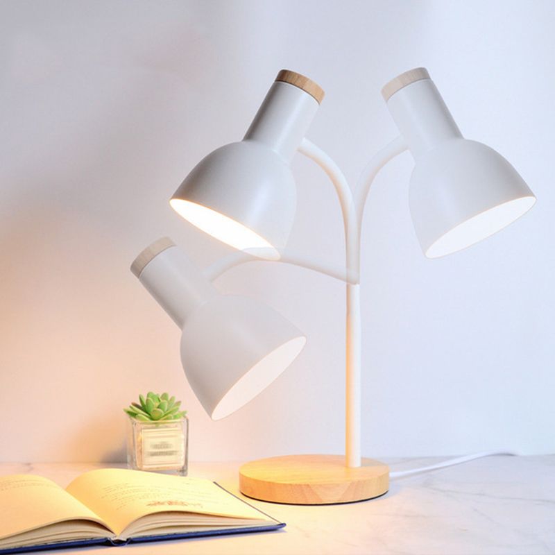 Wooden Dome Table Lamp in Modern Minimalist Style Wrought Iron Macaron Table Light for Bedroom