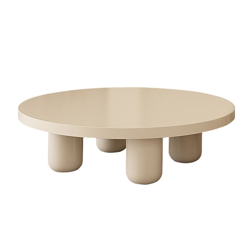 Wooden 4 Legs Coffee Table Round Minimalist Coffee Table for Living Room