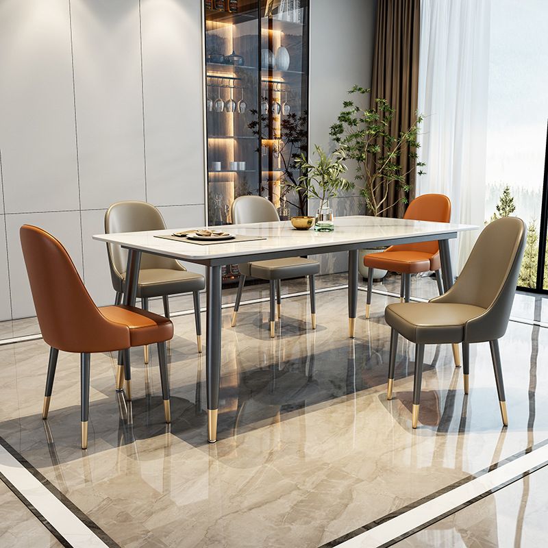 Stone Top Dining Table Metal Base Home Dinner Room Kitchen Table